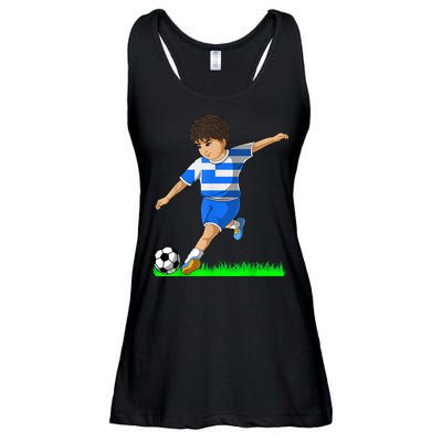 Greek Soccer  Greece Flag Jersey Football Fans Ladies Essential Flowy Tank