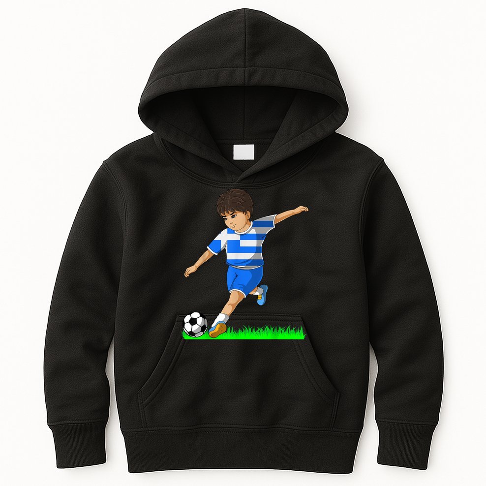 Greek Soccer  Greece Flag Jersey Football Fans Kids Hoodie