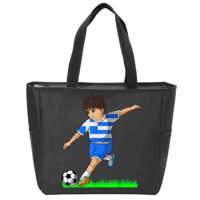 Greek Soccer  Greece Flag Jersey Football Fans Zip Tote Bag