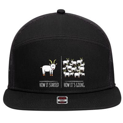 Goat S Goat Lovers Farm Apparel Meme Pun Funny Goat 7 Panel Mesh Trucker Snapback Hat