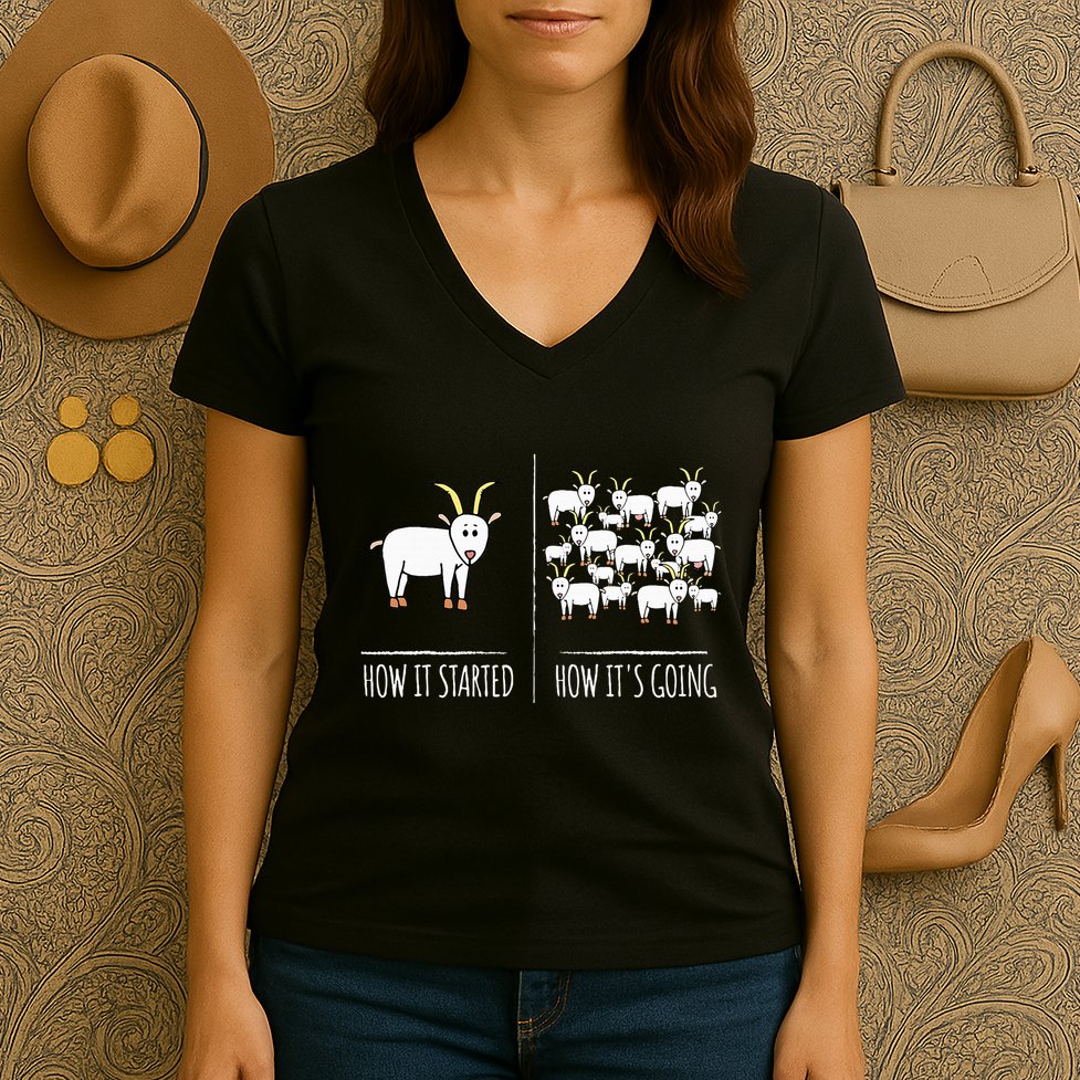 Goat S Goat Lovers Farm Apparel Meme Pun Funny Goat Women's V-Neck T-Shirt