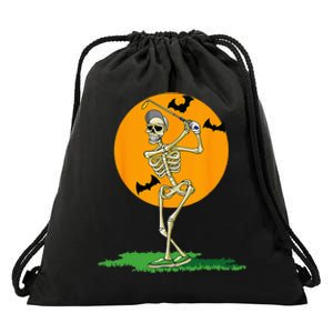 Golfing Skeleton Halloween Golf Halloween Golfer Drawstring Bag