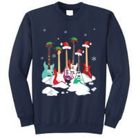 Guitar Santa Hat Christmas Tree Funny Music Loves Xmas Sweatshirt