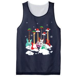 Guitar Santa Hat Christmas Tree Funny Music Loves Xmas Mesh Reversible Basketball Jersey Tank