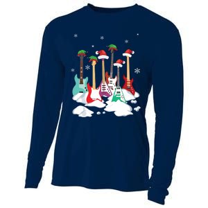 Guitar Santa Hat Christmas Tree Funny Music Loves Xmas Cooling Performance Long Sleeve Crew