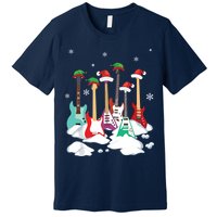 Guitar Santa Hat Christmas Tree Funny Music Loves Xmas Premium T-Shirt