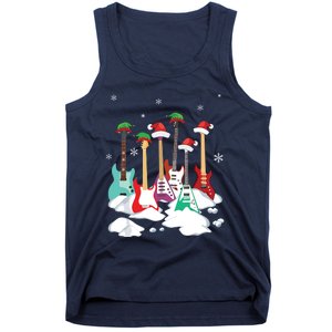 Guitar Santa Hat Christmas Tree Funny Music Loves Xmas Tank Top