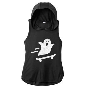 Ghost Skate Halloween Skateboarding Spooky Skateboard Funny Gift Ladies PosiCharge Tri-Blend Wicking Draft Hoodie Tank