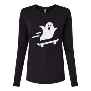 Ghost Skate Halloween Skateboarding Spooky Skateboard Funny Gift Womens Cotton Relaxed Long Sleeve T-Shirt