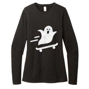 Ghost Skate Halloween Skateboarding Spooky Skateboard Funny Gift Womens CVC Long Sleeve Shirt