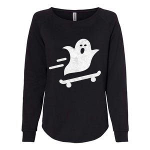 Ghost Skate Halloween Skateboarding Spooky Skateboard Funny Gift Womens California Wash Sweatshirt