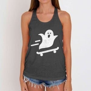 Ghost Skate Halloween Skateboarding Spooky Skateboard Funny Gift Women's Knotted Racerback Tank