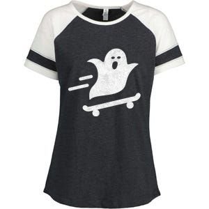 Ghost Skate Halloween Skateboarding Spooky Skateboard Funny Gift Enza Ladies Jersey Colorblock Tee