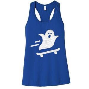 Ghost Skate Halloween Skateboarding Spooky Skateboard Funny Gift Women's Racerback Tank