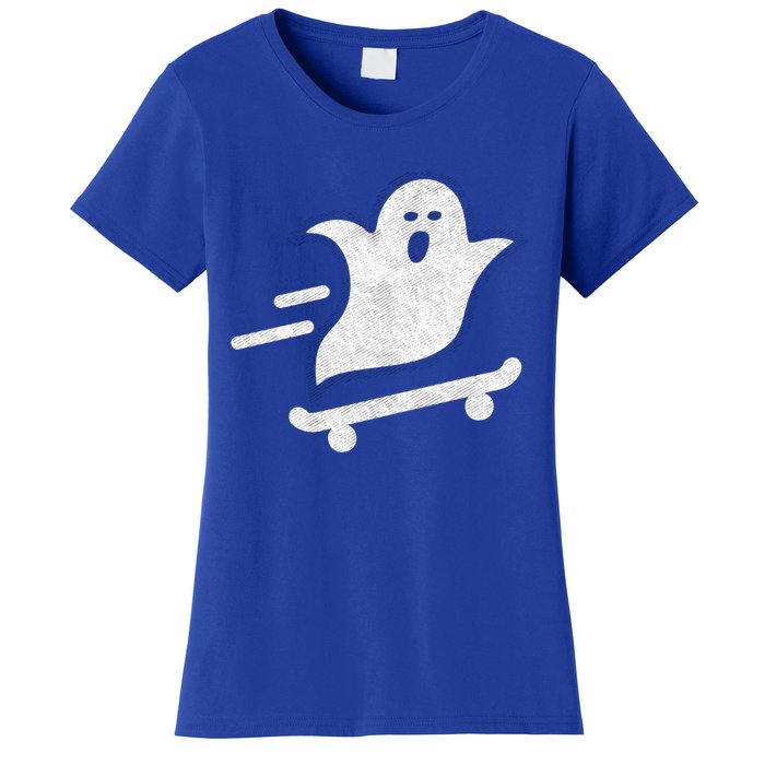 Ghost Skate Halloween Skateboarding Spooky Skateboard Funny Gift Women's T-Shirt