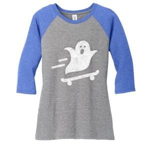 Ghost Skate Halloween Skateboarding Spooky Skateboard Funny Gift Women's Tri-Blend 3/4-Sleeve Raglan Shirt