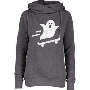 Ghost Skate Halloween Skateboarding Spooky Skateboard Funny Gift Womens Funnel Neck Pullover Hood