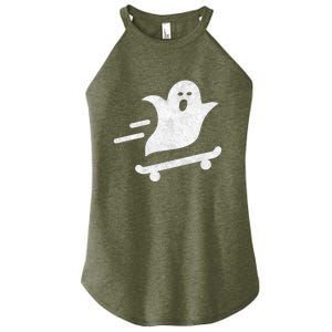 Ghost Skate Halloween Skateboarding Spooky Skateboard Funny Gift Women's Perfect Tri Rocker Tank