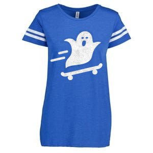 Ghost Skate Halloween Skateboarding Spooky Skateboard Funny Gift Enza Ladies Jersey Football T-Shirt