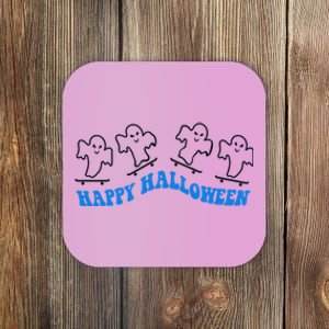 Ghost Skateboard Happy Halloween Lazy Costume Skateboarding Gift Coaster