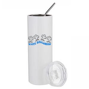 Ghost Skateboard Happy Halloween Lazy Costume Skateboarding Gift Stainless Steel Tumbler