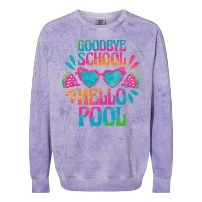 Goodbye School Hello Pool Summer Colorblast Crewneck Sweatshirt