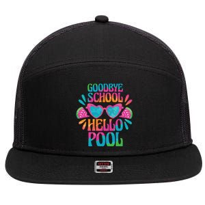 Goodbye School Hello Pool Summer 7 Panel Mesh Trucker Snapback Hat