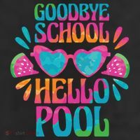 Goodbye School Hello Pool Summer 7 Panel Mesh Trucker Snapback Hat