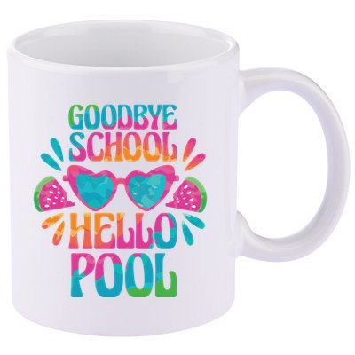 Goodbye School Hello Pool Summer 11oz C Handle Ceramic Mug