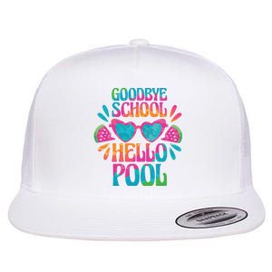 Goodbye School Hello Pool Summer Flat Bill Trucker Hat