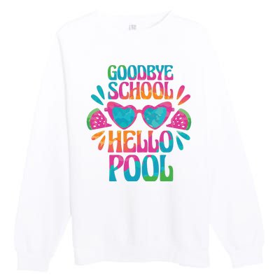 Goodbye School Hello Pool Summer Premium Crewneck Sweatshirt