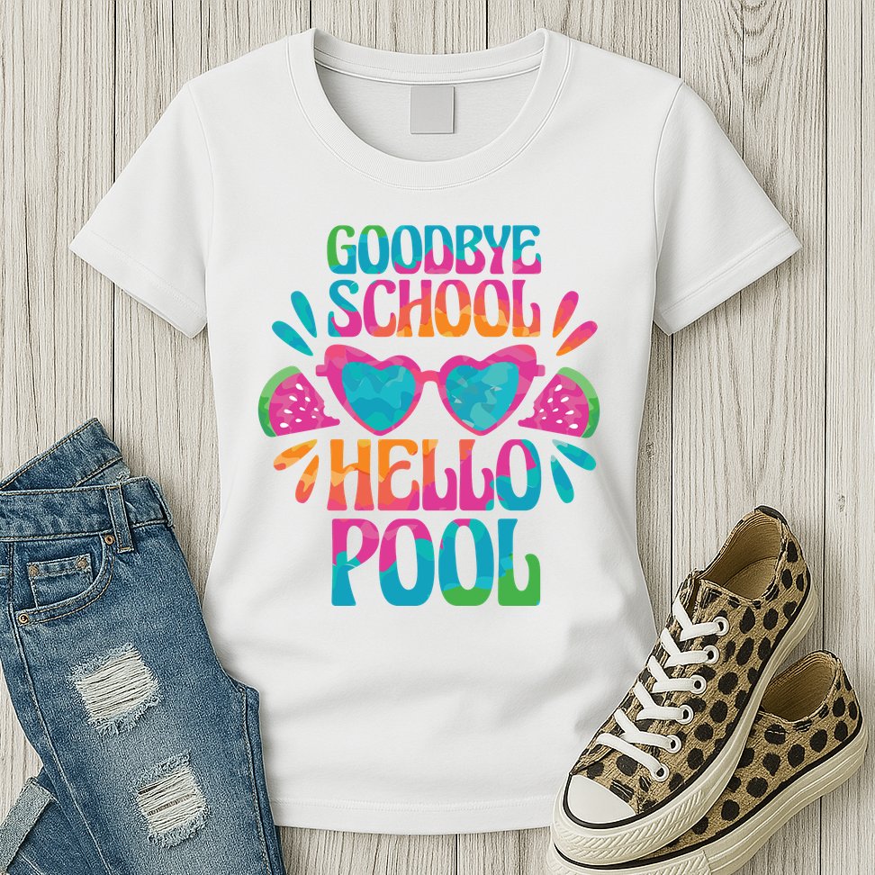 Goodbye School Hello Pool Summer Womens T-Shirt