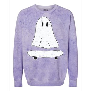 Ghost Skater Halloween Costume Spirit Ghoul SkateboardIng Gift Colorblast Crewneck Sweatshirt