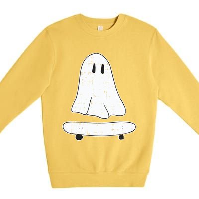 Ghost Skater Halloween Costume Spirit Ghoul SkateboardIng Gift Premium Crewneck Sweatshirt