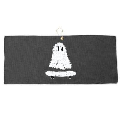 Ghost Skater Halloween Costume Spirit Ghoul SkateboardIng Gift Large Microfiber Waffle Golf Towel