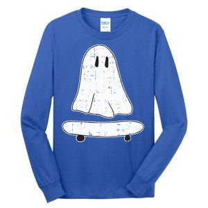 Ghost Skater Halloween Costume Spirit Ghoul SkateboardIng Gift Tall Long Sleeve T-Shirt