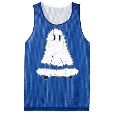 Ghost Skater Halloween Costume Spirit Ghoul SkateboardIng Gift Mesh Reversible Basketball Jersey Tank