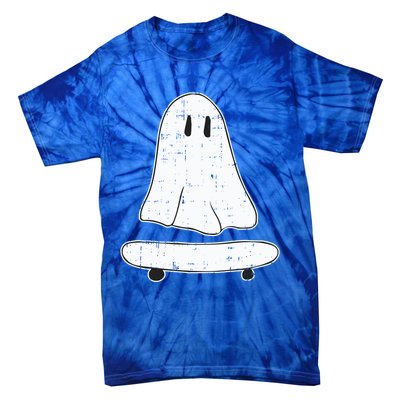 Ghost Skater Halloween Costume Spirit Ghoul SkateboardIng Gift Tie-Dye T-Shirt