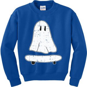 Ghost Skater Halloween Costume Spirit Ghoul SkateboardIng Gift Kids Sweatshirt