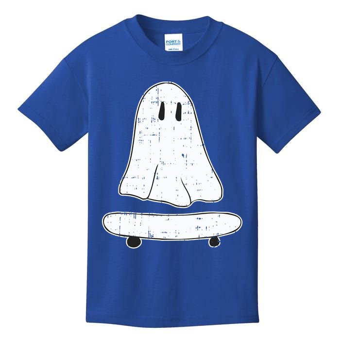 Ghost Skater Halloween Costume Spirit Ghoul SkateboardIng Gift Kids T-Shirt