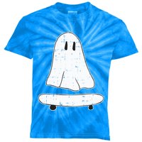 Ghost Skater Halloween Costume Spirit Ghoul SkateboardIng Gift Kids Tie-Dye T-Shirt