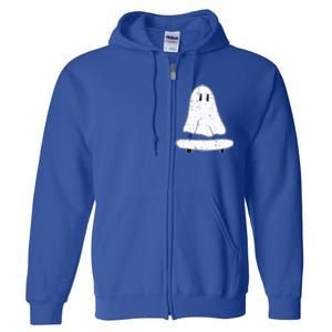 Ghost Skater Halloween Costume Spirit Ghoul SkateboardIng Gift Full Zip Hoodie