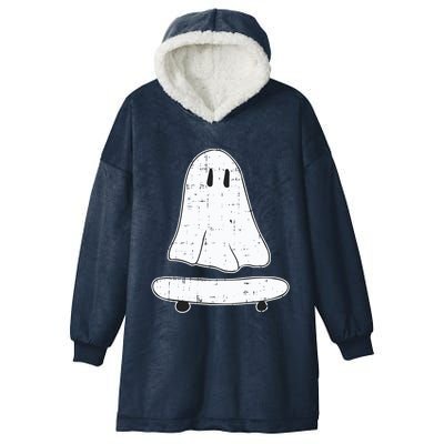 Ghost Skater Halloween Costume Spirit Ghoul SkateboardIng Gift Hooded Wearable Blanket