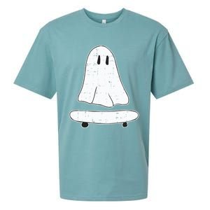 Ghost Skater Halloween Costume Spirit Ghoul SkateboardIng Gift Sueded Cloud Jersey T-Shirt