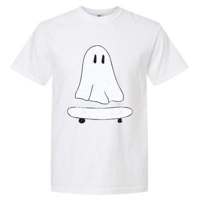 Ghost Skater Halloween Costume Spirit Ghoul SkateboardIng Gift Garment-Dyed Heavyweight T-Shirt