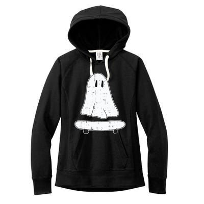 Ghost Skater Halloween Costume Spirit Ghoul SkateboardIng Cool Gift Women's Fleece Hoodie