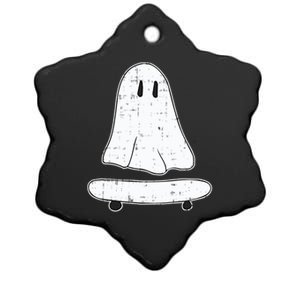 Ghost Skater Halloween Costume Spirit Ghoul SkateboardIng Cool Gift Ceramic Star Ornament