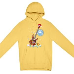 Guitar Santa Hat Christmas Tree Funny Music Loves Xmas Gift Premium Pullover Hoodie