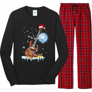 Guitar Santa Hat Christmas Tree Funny Music Loves Xmas Gift Long Sleeve Pajama Set