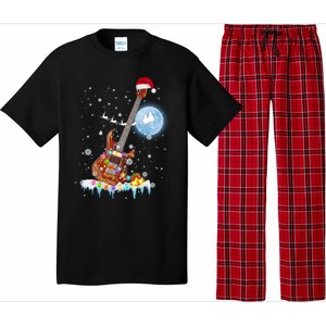 Guitar Santa Hat Christmas Tree Funny Music Loves Xmas Gift Pajama Set